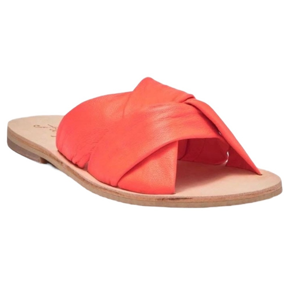 Free People Rio Vista Leather Slide Sandals Coral - Size 39